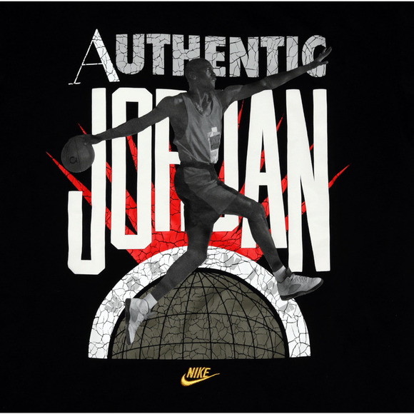 Nike Jordan Authentic World Wide Loose Fit Short Sleeve Black Shirt Size Small - Picture 2 of 7